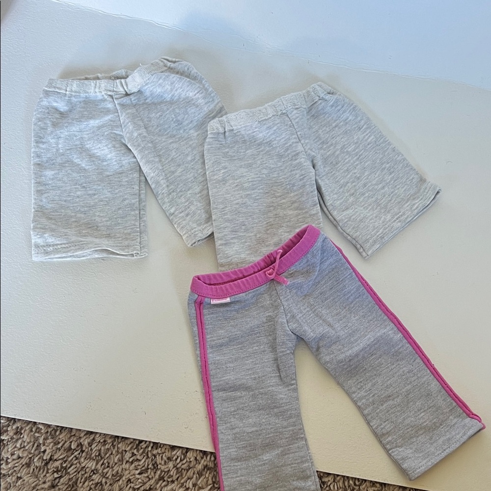 American Girl Light Gray Shorts Trio with Pink Trim